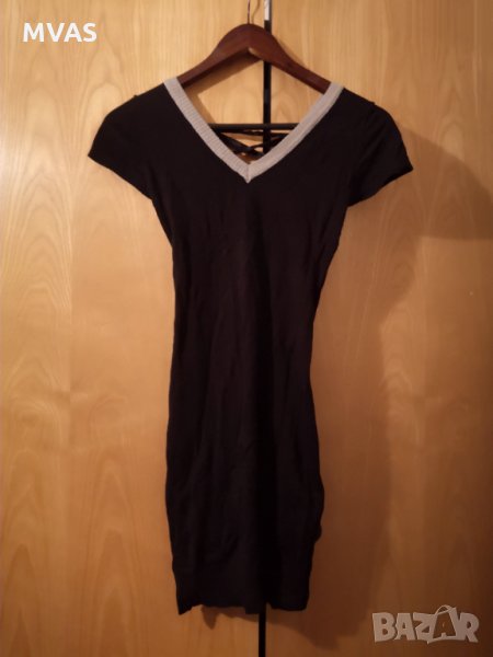  Черна рокля по тялото с връзки на гърба S, снимка 1