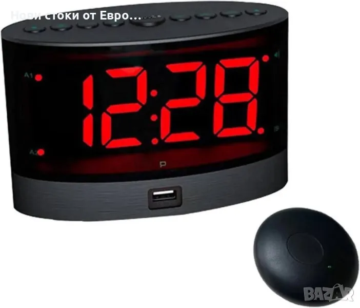 ANJANK Много силен будилник с безжични вибрации,вибратор за легло, двойна аларма, USB, снимка 1