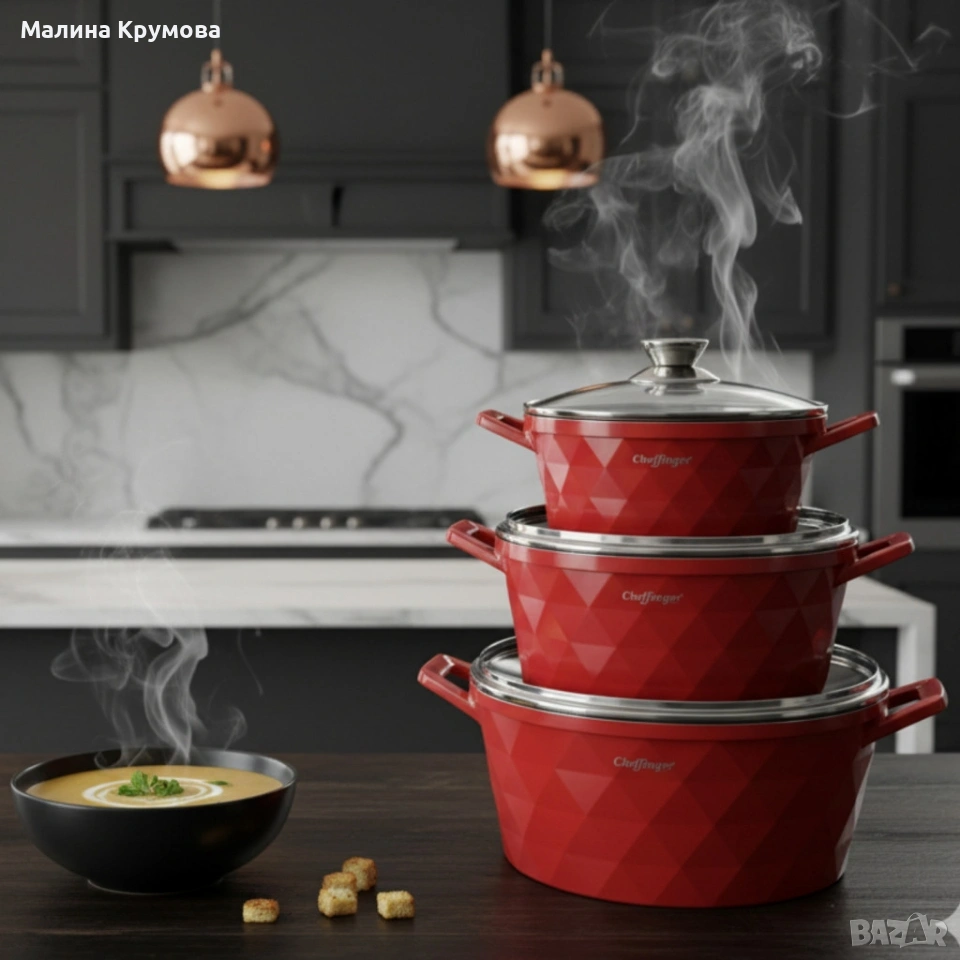 Висококачествен комплект касероли Cheffinger – елегантност, здравина и удобство в кухнята, снимка 1