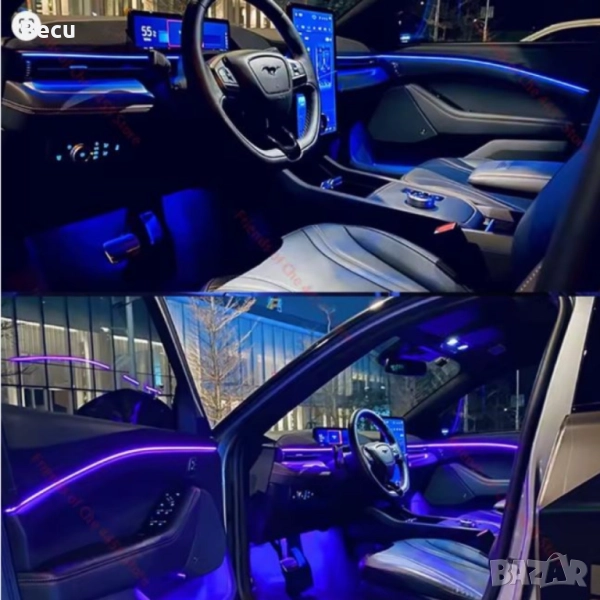 RGB LED осветление за интериор на автомобил с Bluetooth управление и музикален режим A6139, снимка 1