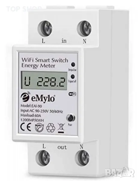 eMylo монофазен интелигентен WiFi електромер, снимка 1