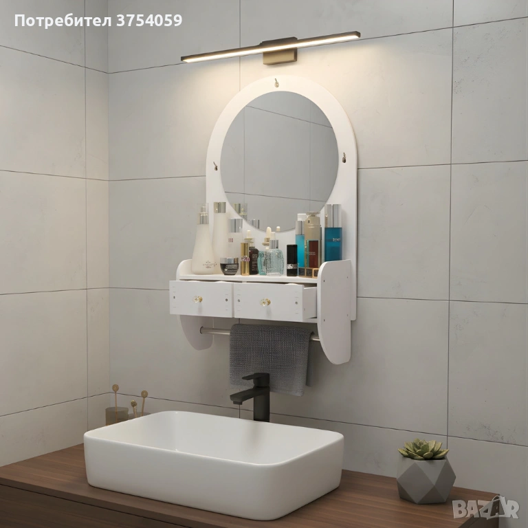 Огледало за грим с място за съхранение – елегантно и спестяващо място решение за баня и спалня, снимка 1