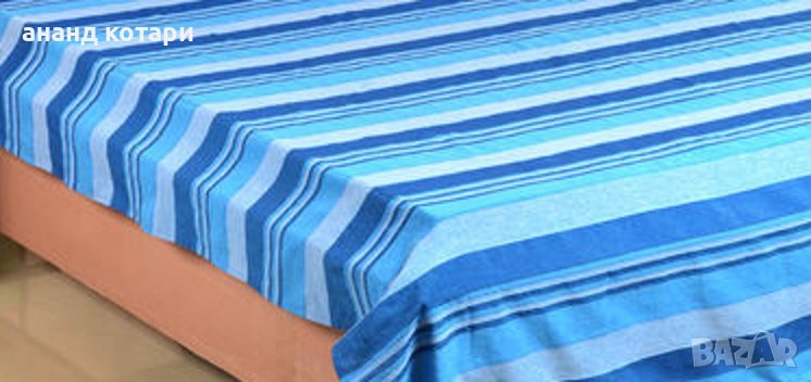 Памучен чаршаф ръчно тъкан- тюркоаз-Индия, снимка 1