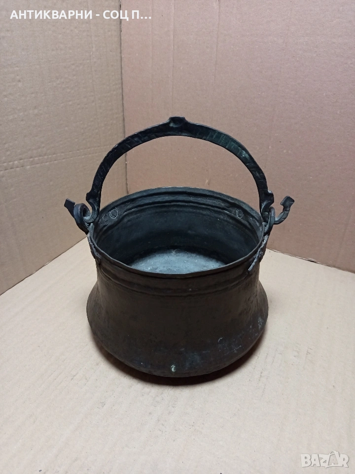Соц Старо Ръчно Ковано Малко Медно Менче 3лт. Номер 197., снимка 1