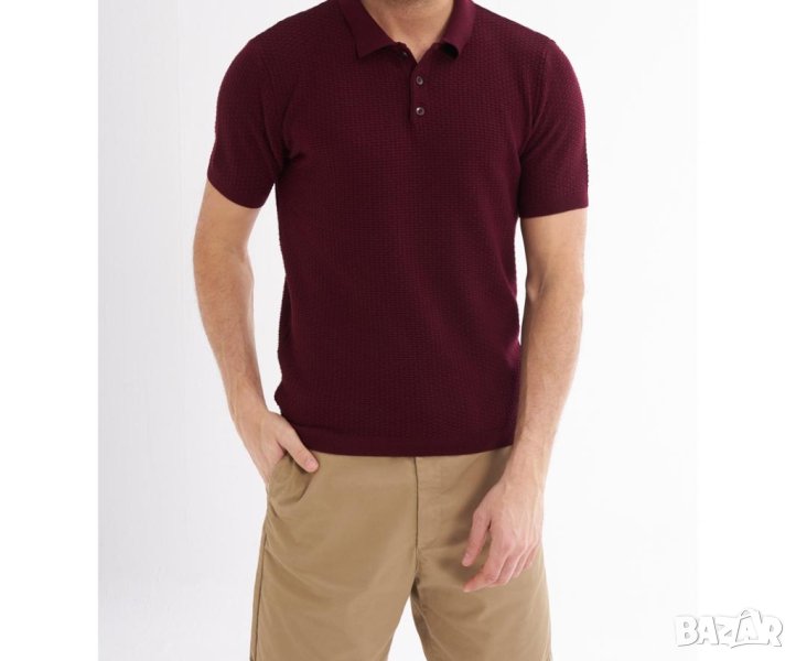 Мъжка блуза с памук в цвят бордо Jimmy Sanders - 3XL, снимка 1