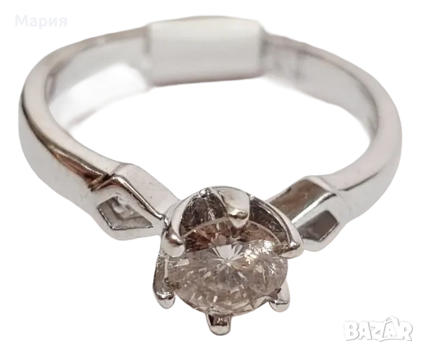 ЗЛАТЕН ПРЪСТЕН С ДИАМАНТ , снимка 1