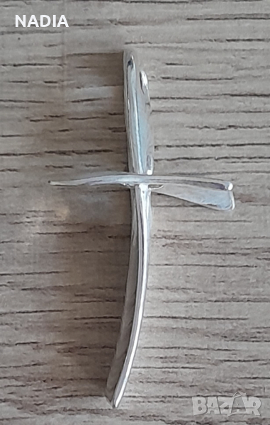 Стилизиран сребърен кръст, авторски, снимка 1