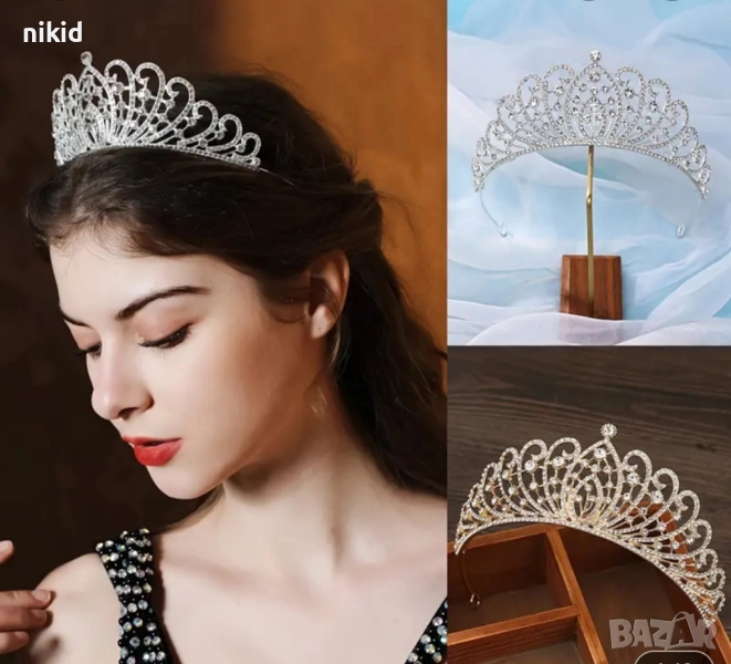 Пръснато ветрило метална корона тиара дамска детска , снимка 1