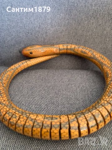 Интересна дървена пирографирана змия-1