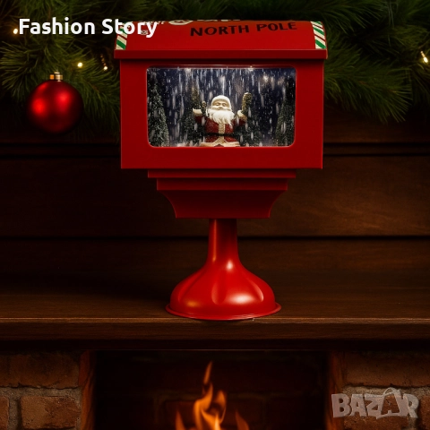 Музикална пощенска кутия „Santa North Pole“ с ефект на падащ сняг, снимка 3 - Декорация за дома - 52417207