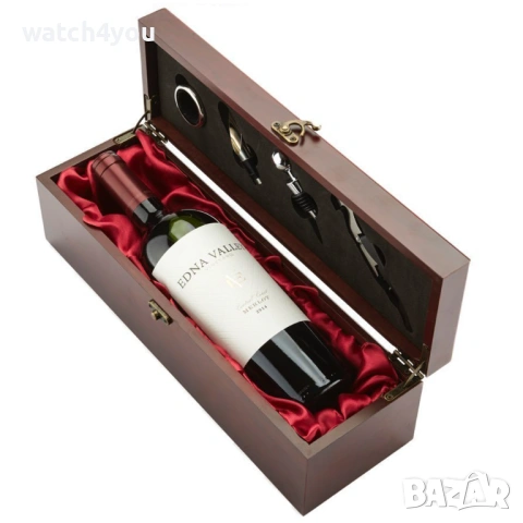 НОВ КОМПЛЕКТ ЗА ВИНО В ЛУКСОЗНА ДЪРВЕНА КУТИЯ С АКСЕСОАРИ. СЕТ ЗА ВИНО С ШАХ. ШАХМАТНА ДЪСКА 2V1., снимка 2 - Подаръци за мъже - 16134212