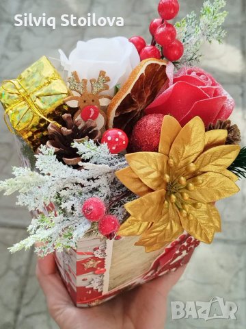 🎄🎁Ново🎁🎄Празнични кутия със сапунени цветя и декорация, снимка 5 - Коледни подаръци - 43250638