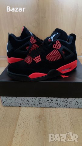 Nike Air Jordan 4 Red Thunder Нови Оригинални Мъжки Обувки Кецове Маратонки Размер 44 Номер 28см , снимка 1 - Кецове - 40535262