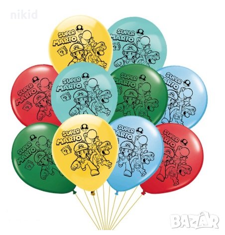 Супер Марио Super Mario Обикновен надуваем латекс латексов балон парти хелий или газ, снимка 4 - Други - 27388751