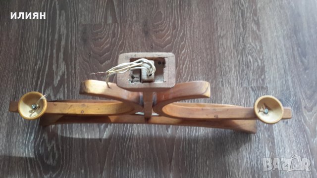 Дървена лампа със две крушки , снимка 4 - Лампи за таван - 33558941