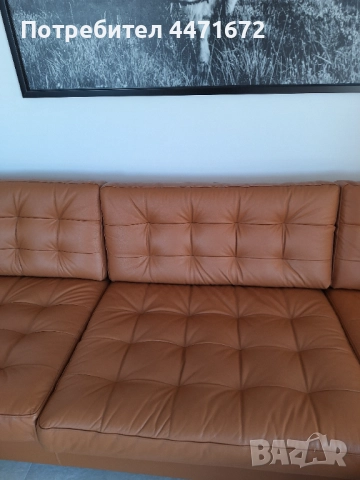 Като нов - Кожен диван IKEA LANDSKRONA, снимка 3 - Дивани и мека мебел - 52863862
