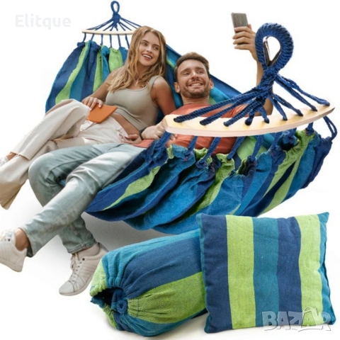 Хамак XXL с възглавница и чанта — максимален комфорт до 250 кг за релакс навън, снимка 5 - Други стоки за дома - 53326164