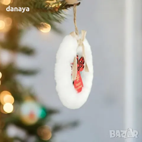 5285 Пухена коледна играчка за окачване, 12 см, снимка 3 - Декорация за дома - 47576107