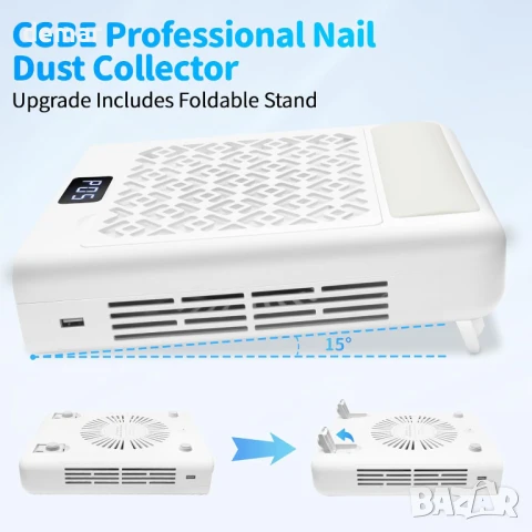 Прахоуловител за нокти CGBE 3600 об/мин, 5 скорости, 2 филтъра и 10 филтърни хартии, снимка 4 - Продукти за маникюр - 51200390