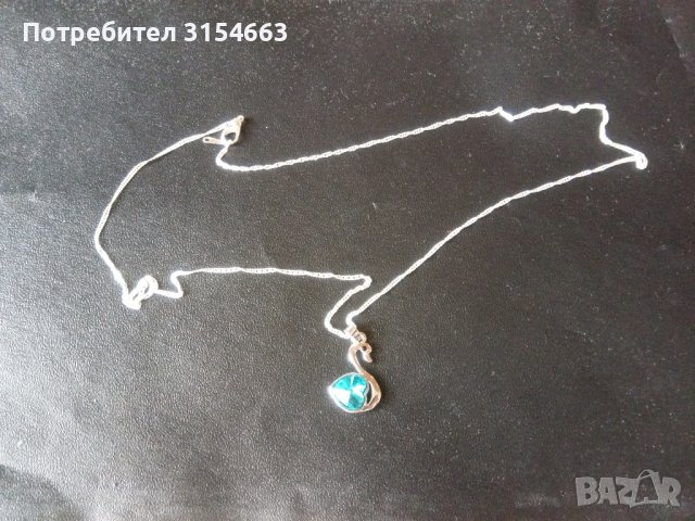 Сребърно колие с кристал Лебед , снимка 6 - Колиета, медальони, синджири - 43740272