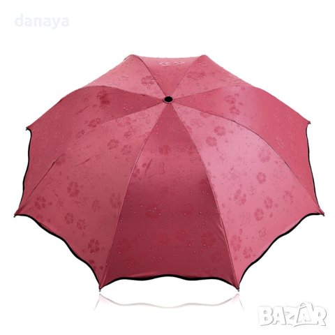 2226 Тройносгъваем чадър Magic umbrella, противоветрен с появяващи се цветя, снимка 10 - Други - 43622103