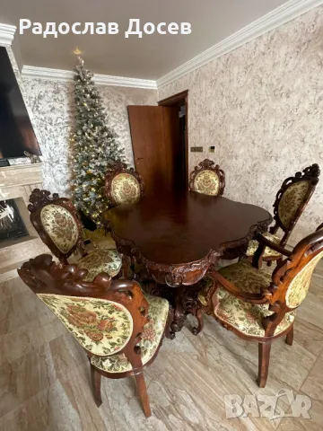 Трапезна барокова маса  ДЪРВОРЕЗБА УНИКАТ !!!!! , снимка 11 - Маси - 48344842