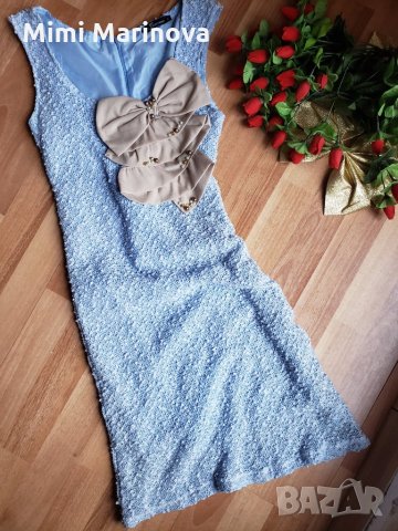 Синя дантелена рокля с  красиви големи панделки 🎀🎀🎀, снимка 2 - Рокли - 25558360