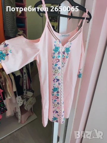 Розова орг.рокля DUBAI размер С/М, снимка 4 - Рокли - 50977297