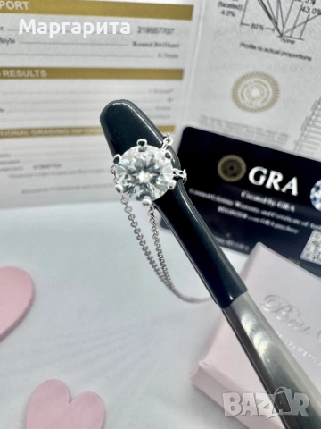 Сребърно колие с мойсанит (диамант) 1 карат , снимка 6 - Колиета, медальони, синджири - 51549987