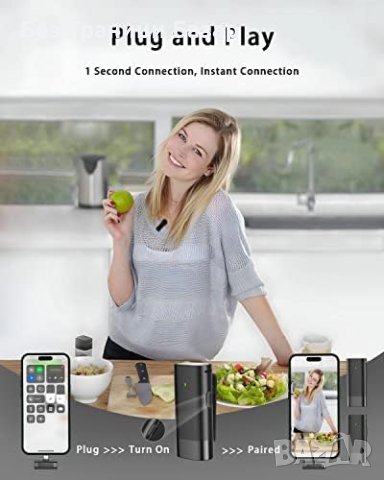 Нов Безжичен lavalier Микрофон за iPhone iPad - Лек, Дълготраен, снимка 5 - Микрофони - 43556834