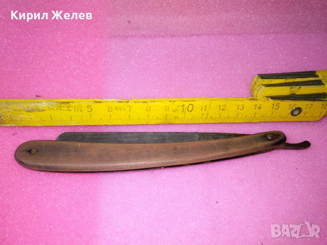 Старинен РЯДЪК с ЩЕМПЕЛ на ОСТРИЕТО - Бранор - КОЛЕКЦИОНЕРСКИ БРЪСНАЧ с ДЪРВЕНА ДРЪЖКА 12438, снимка 2 - Антикварни и старинни предмети - 44010324