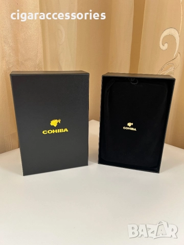 Cohiba преносим хумидор за 4 пури – кожа и кедрово дърво, кафяв/черен, снимка 7 - Табакери - 51536614