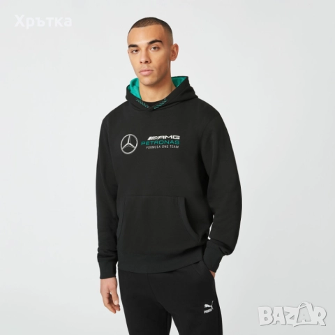 Mercedes AMG F1 Logo Hoodie - Оригинален суитшърт размер L, снимка 3 - Суичъри - 52938998