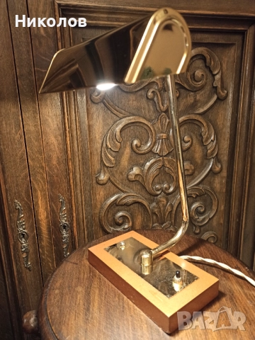 Месингова лампа за бюро, снимка 2 - Антикварни и старинни предмети - 52573341