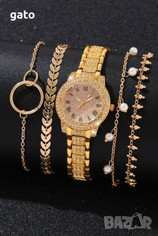 Комплект дамски часовник + гривни
