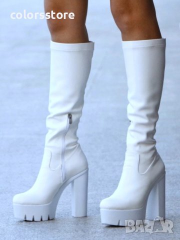 Ботуши на ток - бяла кожа - NA10