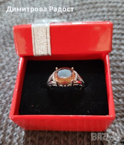 Дамски сребърен пръстен с камък султанит и инкрустирани марказити! Състояние ново! , снимка 3 - Пръстени - 43055739