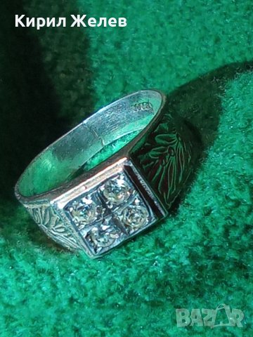 ФЛОРАЛНО ОРНАМЕНТИРАН СКЪПОЦЕНЕН АРТ ДЕКО ПРЪСТЕН СРЕБРО 800 МАЙСТОРСКА ИЗРАБОТКА с ЦИРКОНИ 25833