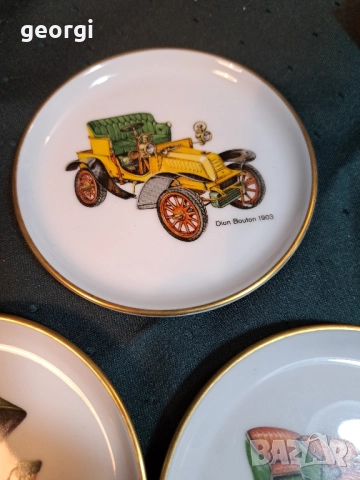 три немски порцеланови чинийки с ретро коли 30/3, снимка 3 - Колекции - 52717055
