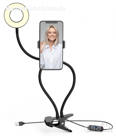 LED ринг лампа 10W със стойка за телефон 9см, 3 режима на цветна температура, снимка 2 - Селфи стикове, аксесоари - 36550597