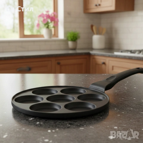 Тиган за 7 палачинки Ø28 см Cheffinger – мраморно незалепващо покритие, индукционен, снимка 4 - Съдове за готвене - 53573311