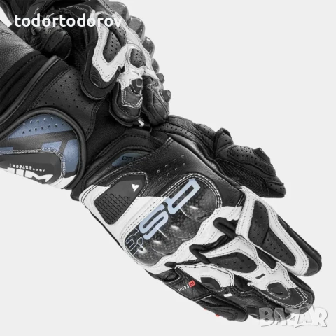 Кожени мото ръкавици SHIMA STR 2.0 White/Black,протектори и вентилация