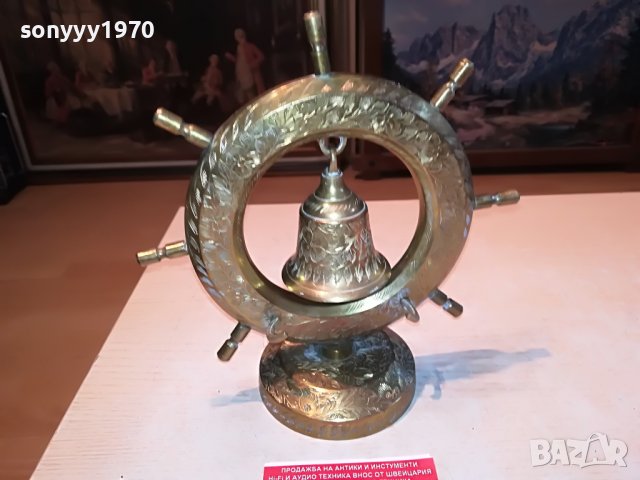 КАМБАНА И РУЛ-МЕД МЕСИНГ-ВНОС ШВЕЦИЯ 1405221916, снимка 6 - Антикварни и старинни предмети - 36760656