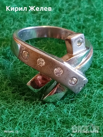 Нестандартен артистичен дизайн сребърен пръстен подходящ за ежедневието или като акцент 52646