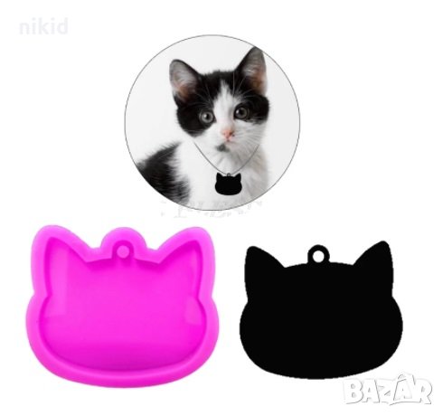 голяма Глава коте котка плосък силиконов молд форма украса декор торта фондан шоколад смола, снимка 2 - Форми - 33570160