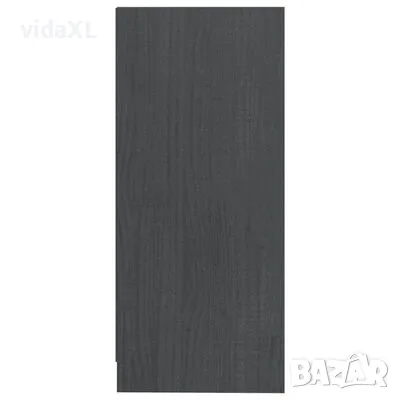 vidaXL Страничен шкаф, сив, 35,5x33,5x76 см, борово дърво масив(SKU:809932), снимка 3 - Шкафове - 49334736