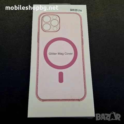Samsung Galaxy S25 /S25 Ultra кейс MagSafe розов с брокат , снимка 5 - Калъфи, кейсове - 49482323