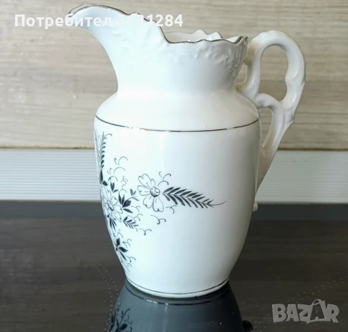 Антикварна кана за мляко ръчно рисувано със сребро  Carl Tiesch , снимка 2 - Антикварни и старинни предмети - 50507282