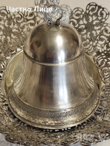 Старинен Сребърен Италиански Аристократичен Съд за Хайвер 2 Части, снимка 5 - Антикварни и старинни предмети - 34879931