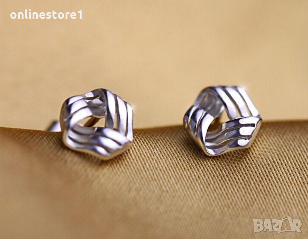 Сребърни Обеци Тривадоро - 925 печат сребро BT424, снимка 3 - Обеци - 28148673